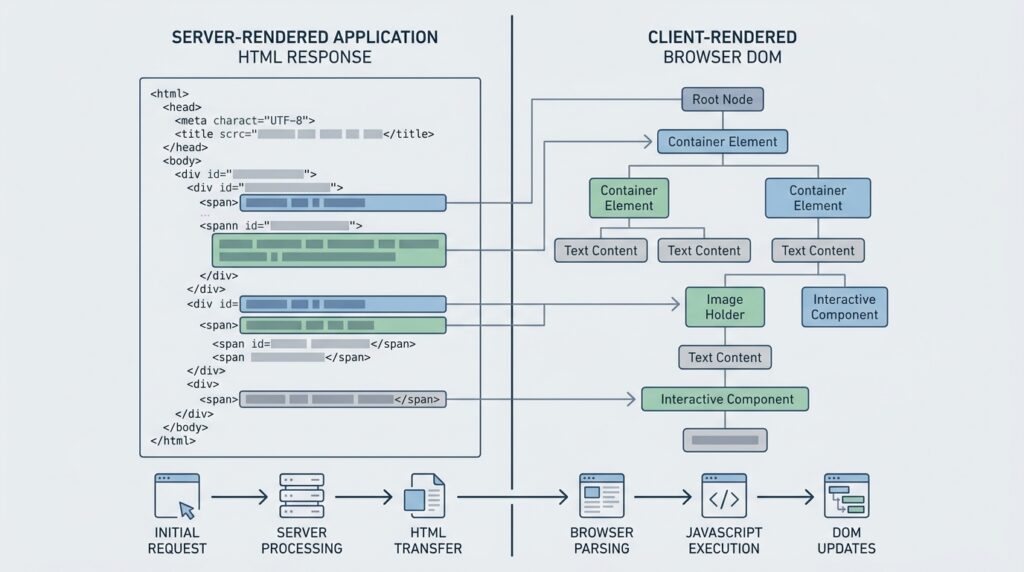 JavaScript SEO rendering issues, dynamic content indexing problems, client side rendering solutions